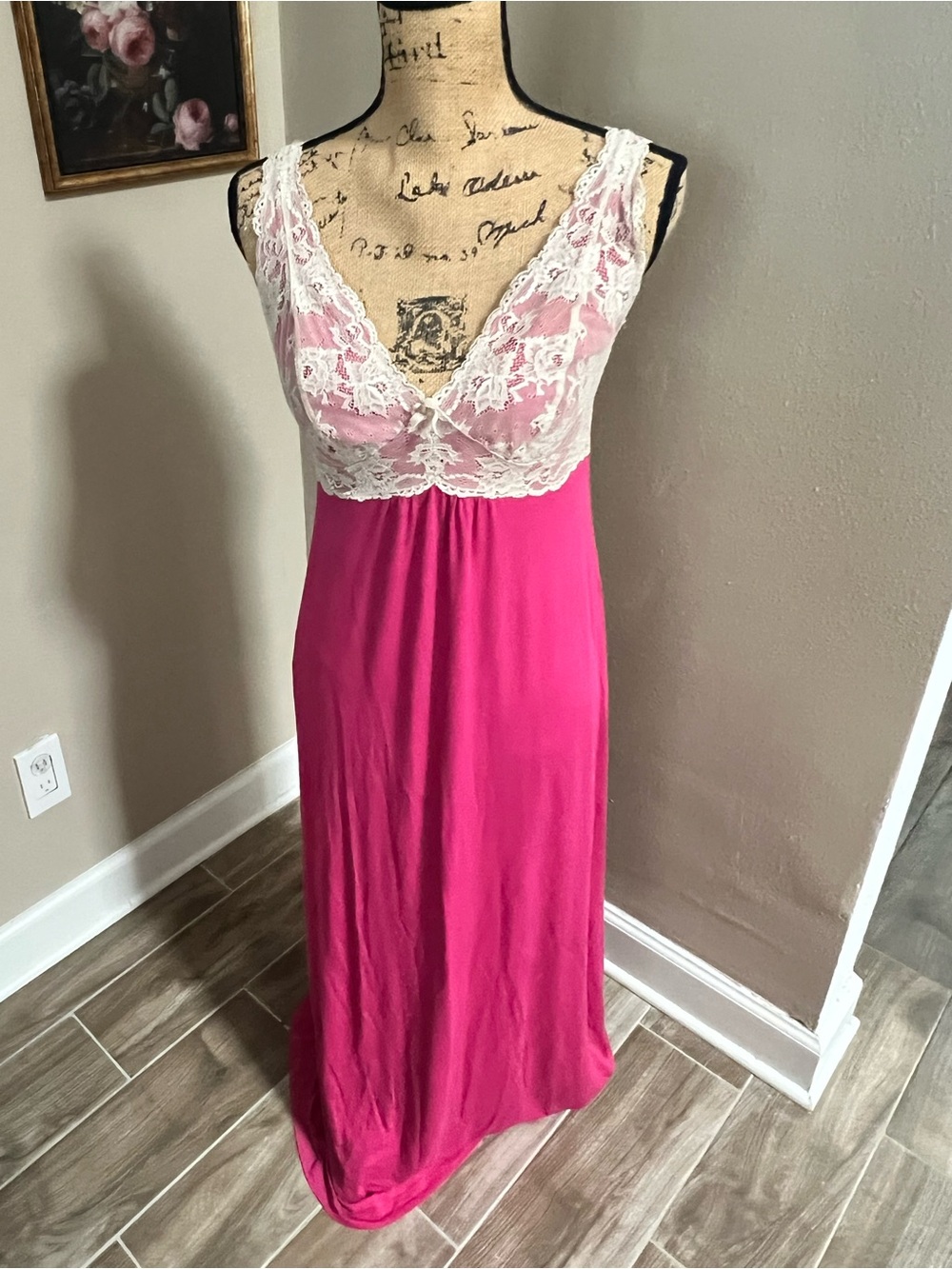 Soma Hot Pink Chemise with White Lace Bodice